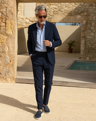 Stretch wool seersucker suit